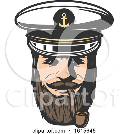 Clipart of a Captain Smoking a Pipe - Royalty Free Vector Illustration by Vector Tradition SM