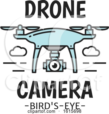 Clipart of a Flying Drone with Text - Royalty Free Vector Illustration by Vector Tradition SM