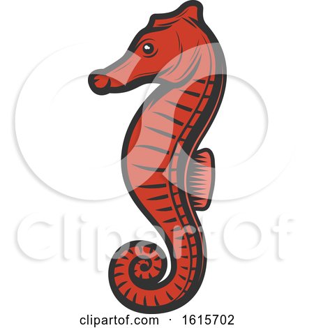 Clipart of a Red Seahorse - Royalty Free Vector Illustration by Vector Tradition SM