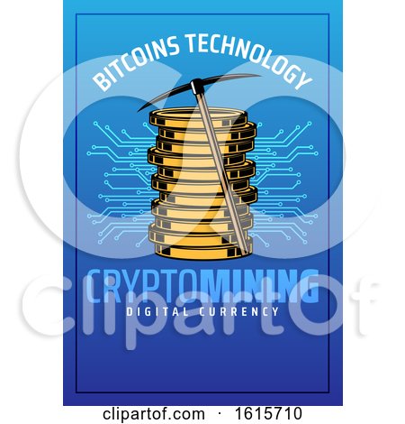 Clipart of a Cryptomining Digital Currency Design with Bitcoins - Royalty Free Vector Illustration by Vector Tradition SM