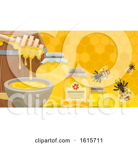 Clipart of a Honey and Bee Background - Royalty Free Vector Illustration by Vector Tradition SM