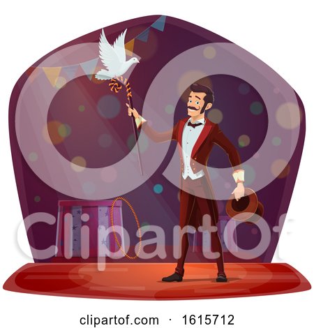 Clipart of a Magician Performing with a Bird - Royalty Free Vector Illustration by Vector Tradition SM