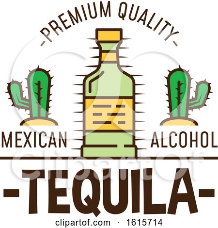 Clipart of a Tequila Bottle with Text - Royalty Free Vector Illustration by Vector Tradition SM