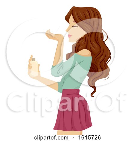 Teen Girl Sniff Perfume Wrist Illustration by BNP Design Studio