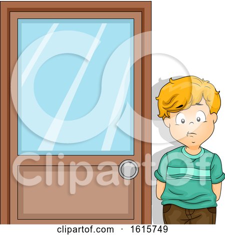 Kid Boy Outside Principal Office Illustration by BNP Design Studio