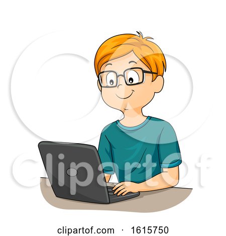 Kid Boy Reading Glass Laptop by BNP Design Studio