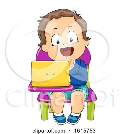 Kid Boy Toddler School Laptop Illustration by BNP Design Studio