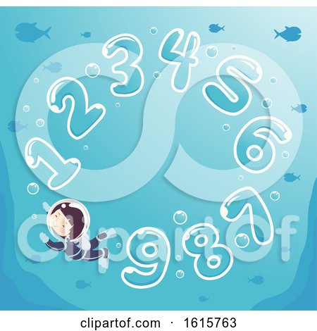 Kid Boy Numbers Underwater Illustration by BNP Design Studio