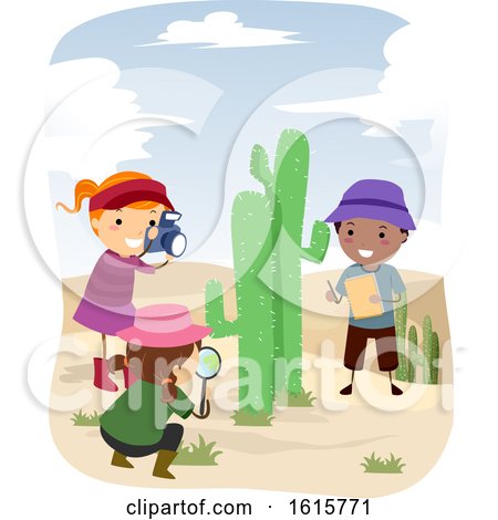 Stickman Kids Botanist Cactus Desert Illustration by BNP Design Studio