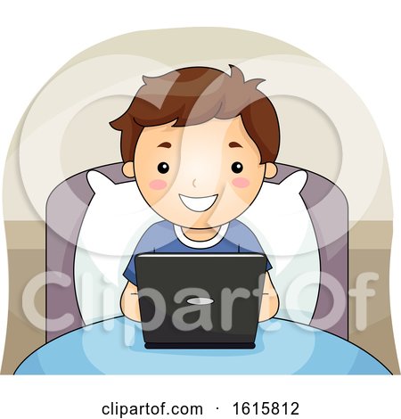 Kid Boy Bed Laptop Illustration by BNP Design Studio