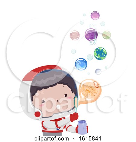 Kid Boy Astronaut Bubbles Planet Illustration by BNP Design Studio