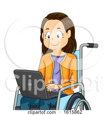 Kid Girl Laptop Wheelchair Illustration by BNP Design Studio