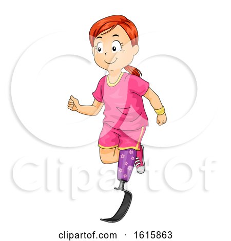 Kid Girl Prosthetic Blade Leg Run Illustration by BNP Design Studio