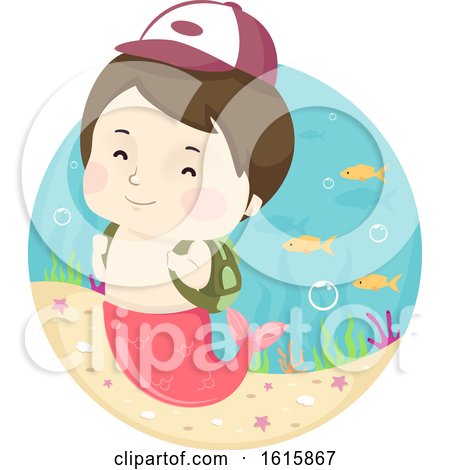 Kid Boy Mermaid School Boy Illustration by BNP Design Studio