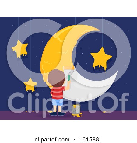 Kid Boy Paint Moon Stars Illustration by BNP Design Studio