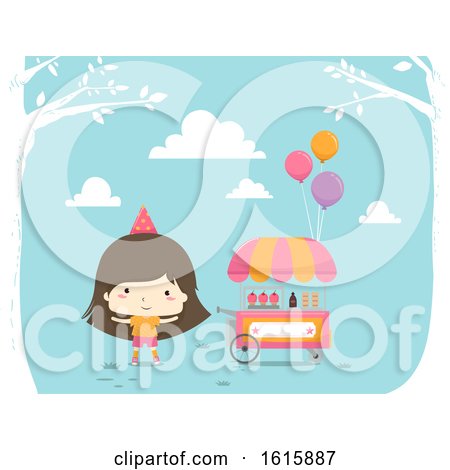 Kid Girl Ice Cream Party Cart Outdoors by BNP Design Studio