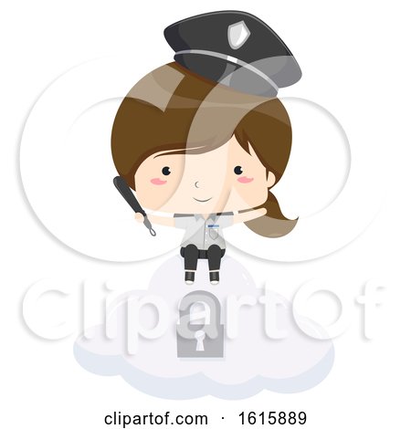 Kid Girl Security Guard Cloud Illustration by BNP Design Studio