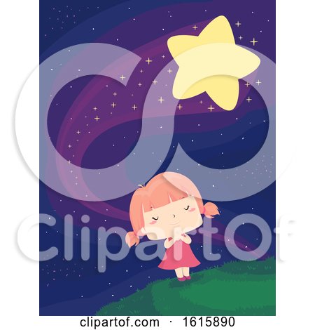 Kid Girl Wish Falling Star Illustration by BNP Design Studio