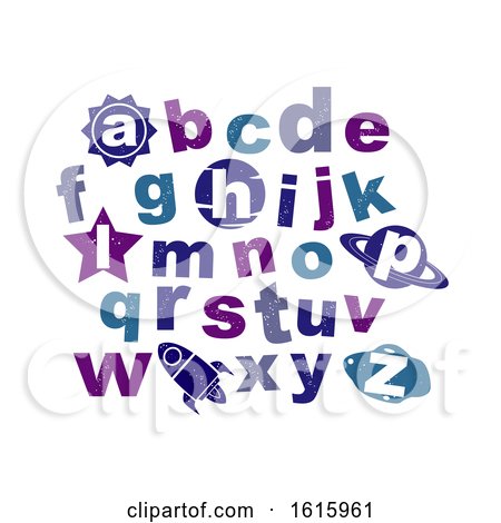 Space Alphabet Small Letters Illustration by BNP Design Studio