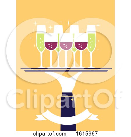 Hand Waiter Serving Cocktails Illustration by BNP Design Studio