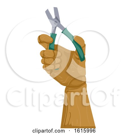 Wooden Hand Pliers Illustration by BNP Design Studio