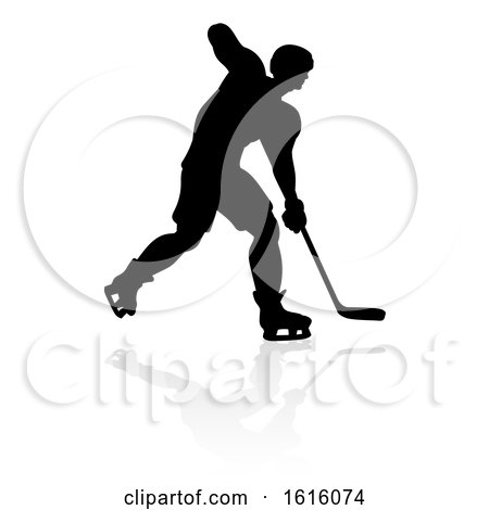 Ice Hockey Player Silhouette, on a white background by AtStockIllustration
