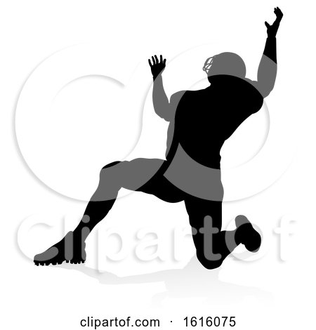 American Football Player Silhouette, on a white background by AtStockIllustration