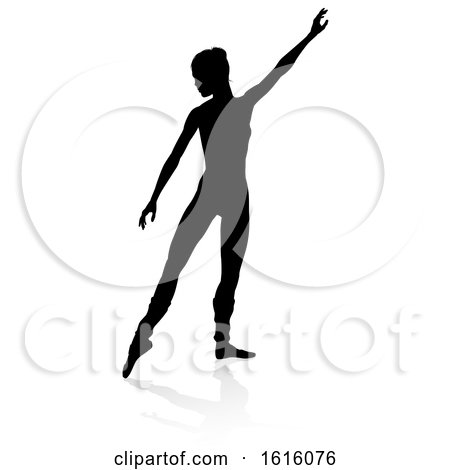 Silhouette Ballet Dancer, on a white background by AtStockIllustration