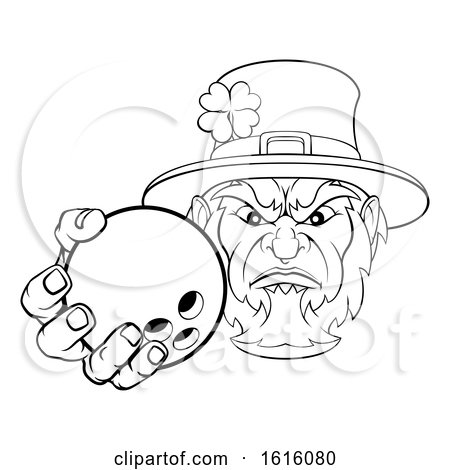 Leprechaun Holding Bowling Ball Sports Mascot by AtStockIllustration