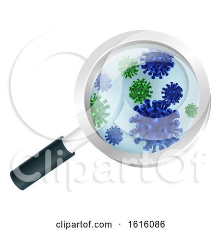 Bacteria or Virus Under a Magnifying Glass by AtStockIllustration