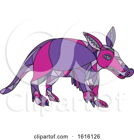 Clipart of a Mosaic Low Polygon Aardvark - Royalty Free Vector Illustration by patrimonio