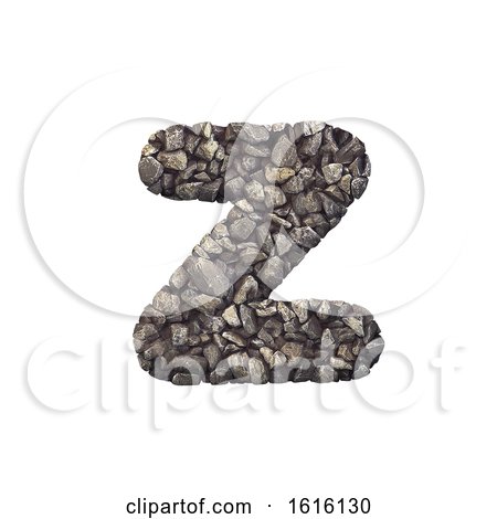 Gravel Letter Z - Lower-case 3d Crushed Rock Font - Nature, Envi, on a white background by chrisroll