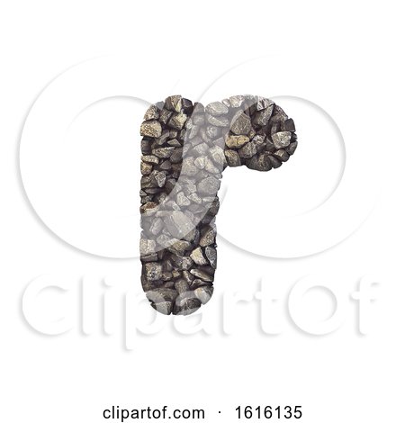 Gravel Letter R - Small 3d Crushed Rock Font - Nature, Environme, on a white background by chrisroll