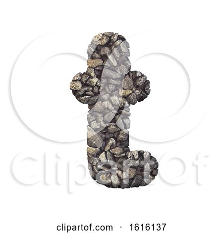 Gravel Letter T - Lower-case 3d Crushed Rock Font - Nature, Envi, on a white background by chrisroll