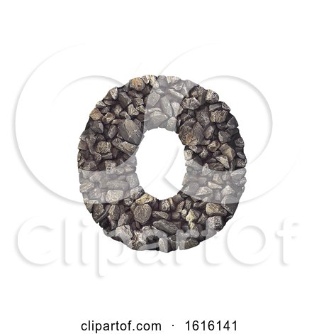 Gravel Letter O - Small 3d Crushed Rock Font - Nature, Environme, on a white background by chrisroll