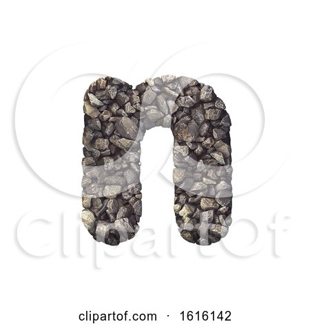 Gravel Letter N - Lower-case 3d Crushed Rock Font - Nature, Envi, on a white background by chrisroll