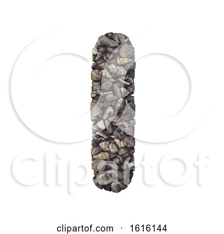 Gravel Letter L - Small 3d Crushed Rock Font - Nature, Environme, on a white background by chrisroll