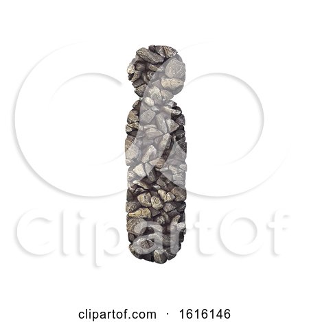 Gravel Letter I - Small 3d Crushed Rock Font - Nature, Environme, on a white background by chrisroll