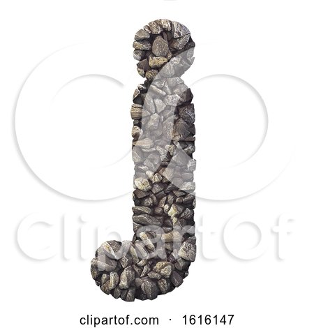 Gravel Letter J - Lowercase 3d Crushed Rock Font - Nature, Envir, on a white background by chrisroll