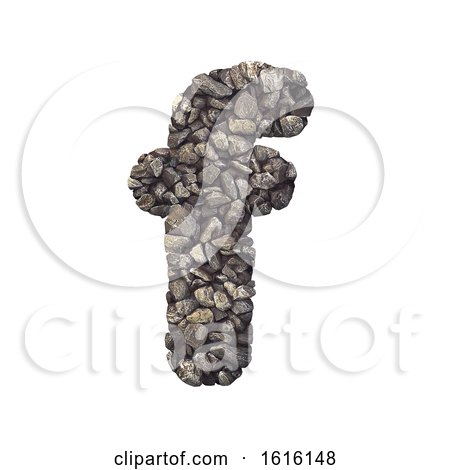 Gravel Letter F - Small 3d Crushed Rock Font - Nature, Environme, on a white background by chrisroll
