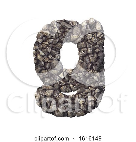 Gravel Letter G - Lowercase 3d Crushed Rock Font - Nature, Envir, on a white background by chrisroll