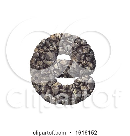 Gravel Letter E - Lower-case 3d Crushed Rock Font - Nature, Envi, on a white background by chrisroll