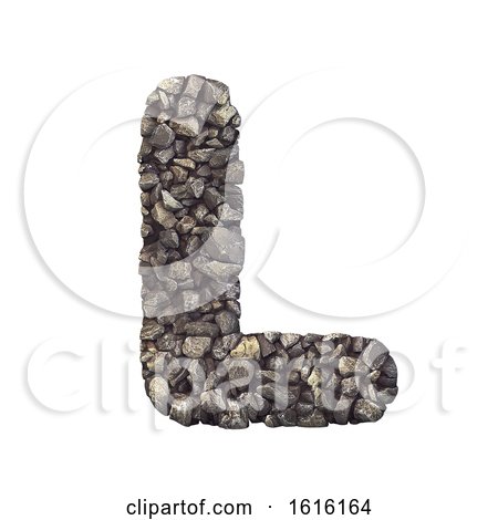 Gravel Letter L - Capital 3d Crushed Rock Font - Nature, Environ, on a white background by chrisroll