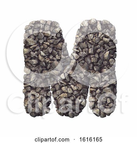 Gravel Letter M - Capital 3d Crushed Rock Font - Nature, Environ, on a white background by chrisroll