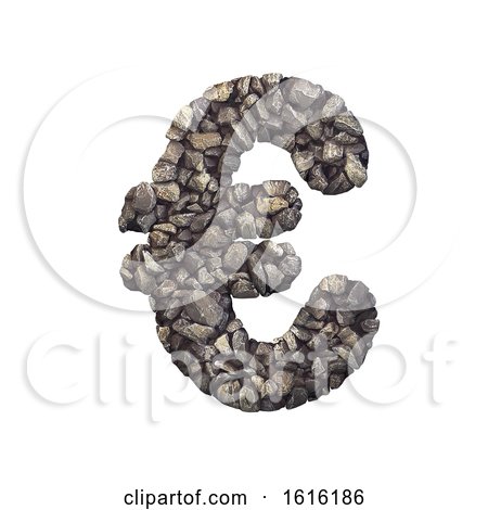 Gravel Currency Euro - 3d Crushed Rock Symbol - Nature, Environment, Building Materials or Real Estate Concept, on a white background by chrisroll