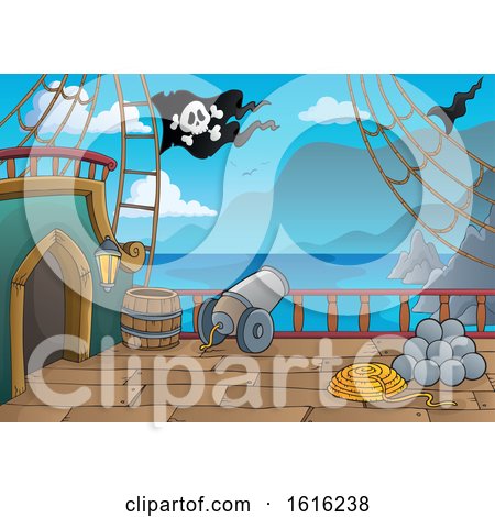Clipart of a Pirate Ship Deck - Royalty Free Vector Illustration by visekart