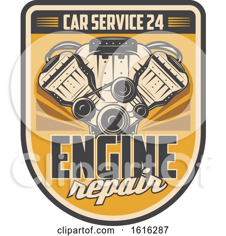 Clipart of a Retro Automotive Repair Design - Royalty Free Vector Illustration by Vector Tradition SM
