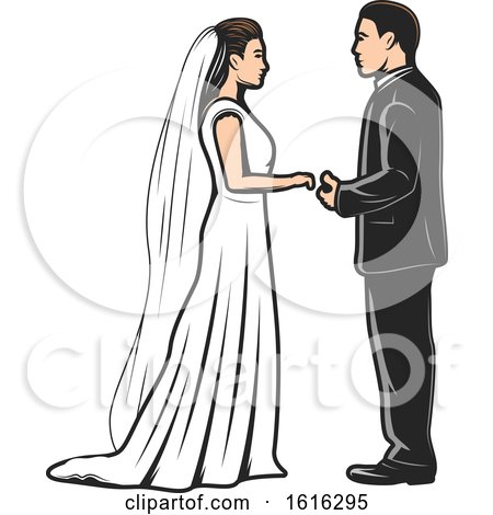 Clipart of a Wedding Couple - Royalty Free Vector Illustration by Vector Tradition SM