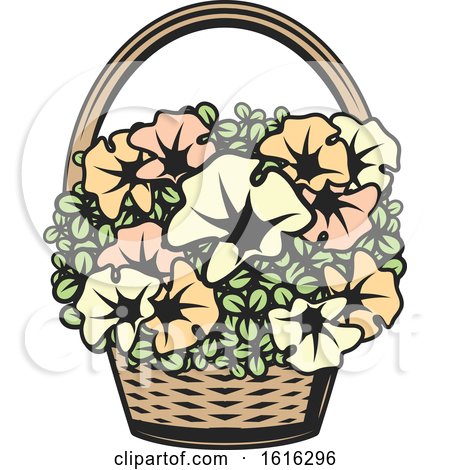 Clipart of a Basket of Flowers - Royalty Free Vector Illustration by Vector Tradition SM