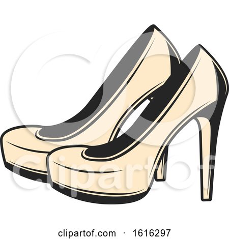 Clipart of a Pair of Wedding High Heels - Royalty Free Vector Illustration by Vector Tradition SM